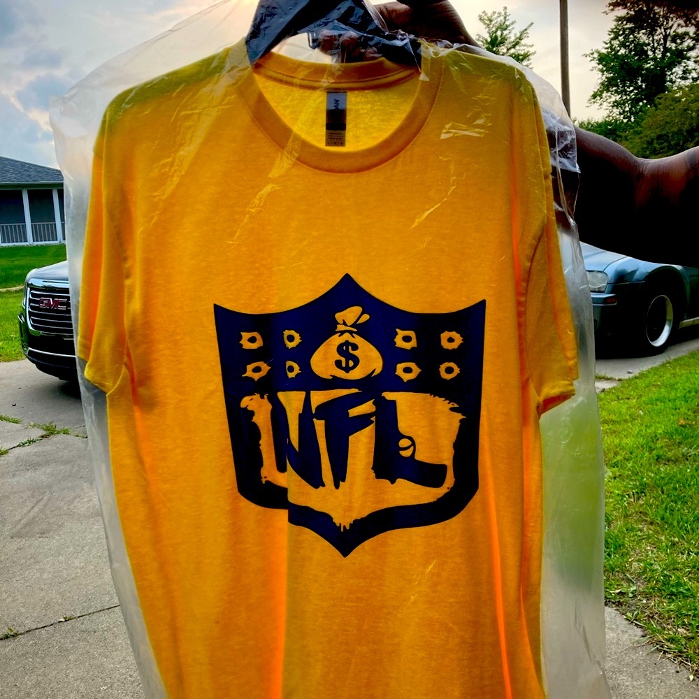 NFL tee Shirts custom design with bullet holes,with letter L as a gun. Money bag - Picture 4 of 6
